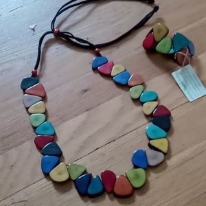 Rainbow colored necklace and bracelet set